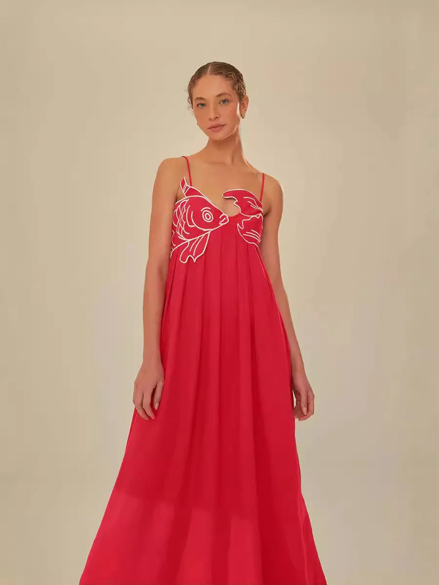 Vestido Largo Bordado Estilo Francés – Elegante, Fresco y Favorecedor de Verano ✨🌿