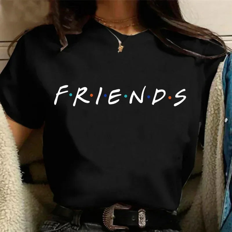 Camiseta de Mujer con Estampado de Letras – Estilo Informal de Verano