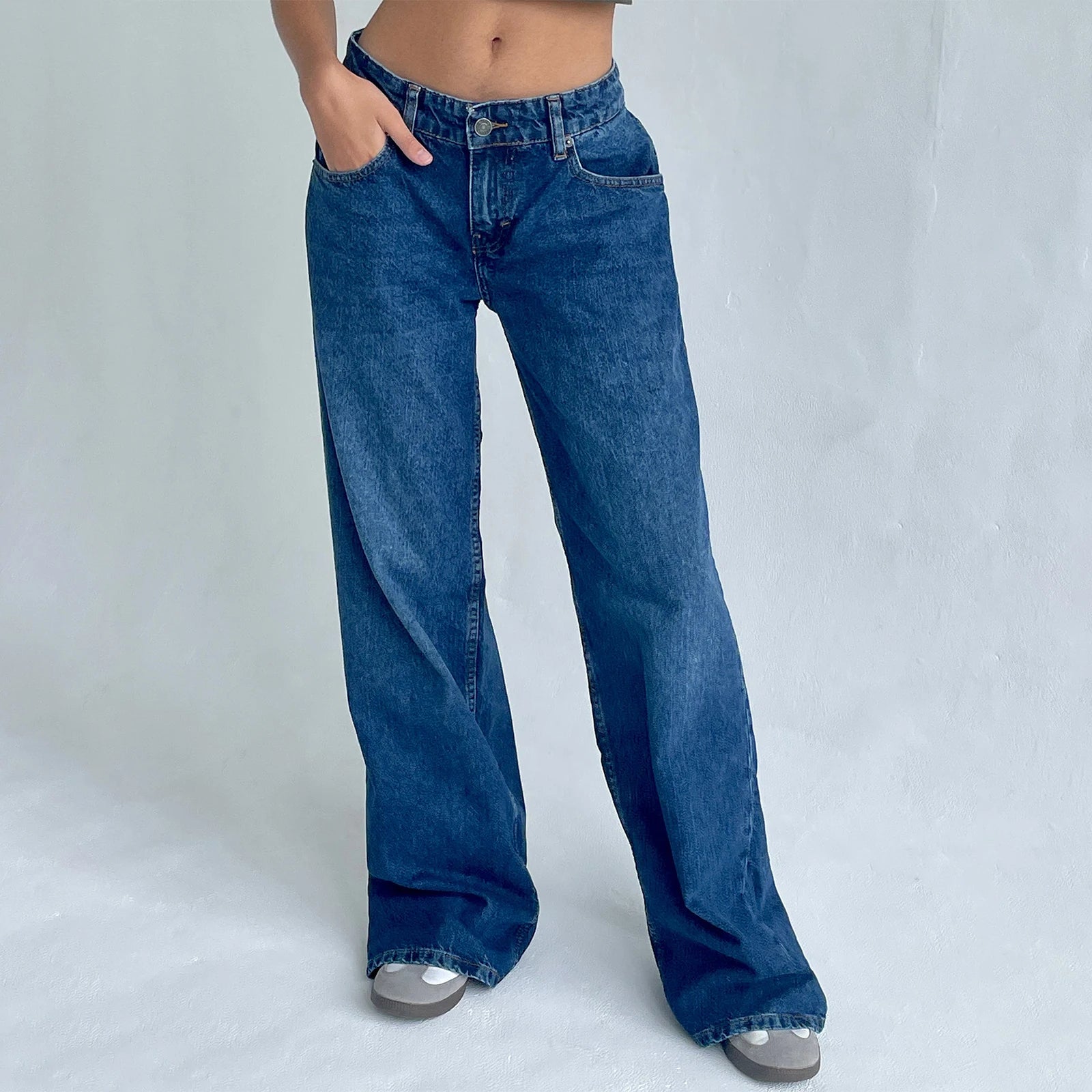 Vaqueros Boyfriend de Cintura Alta para Mujer – Estilo High Street con Bolsillos y Botones