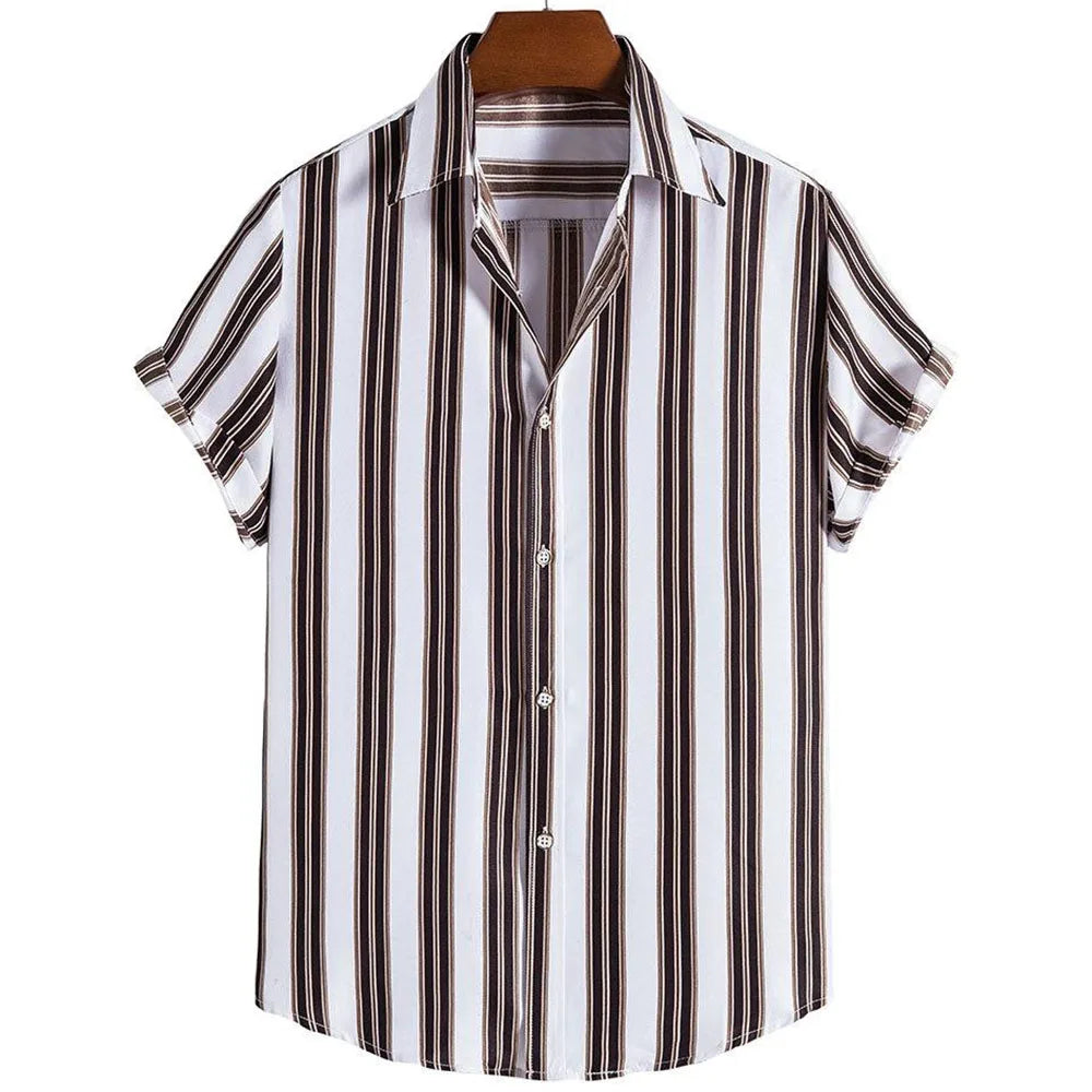 Camisa Informal de Hombre de Pana con Cuello Vuelto – Estilo Verano con Estampado