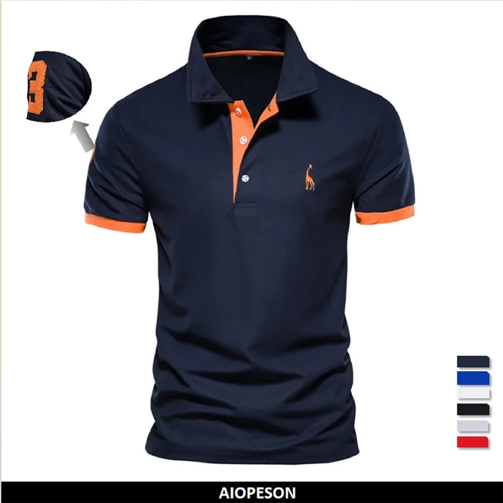 Polo de hombre manga corta bordado en contraste – estilo casual de verano antiencoje