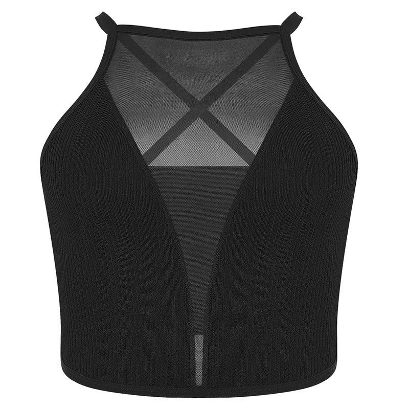 Camisola sin mangas para mujer de encaje – top básico elástico y cómodo para uso diario