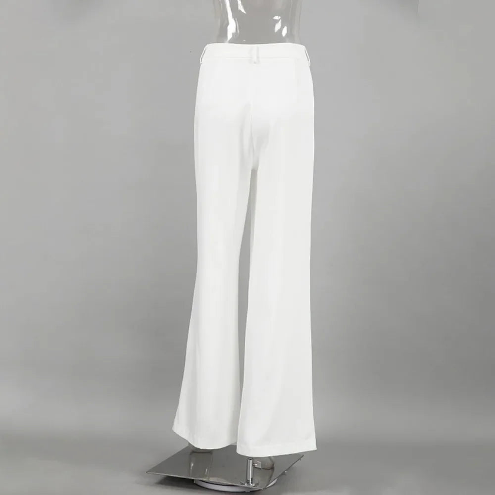 Pantalones anchos lisos sin cinturón