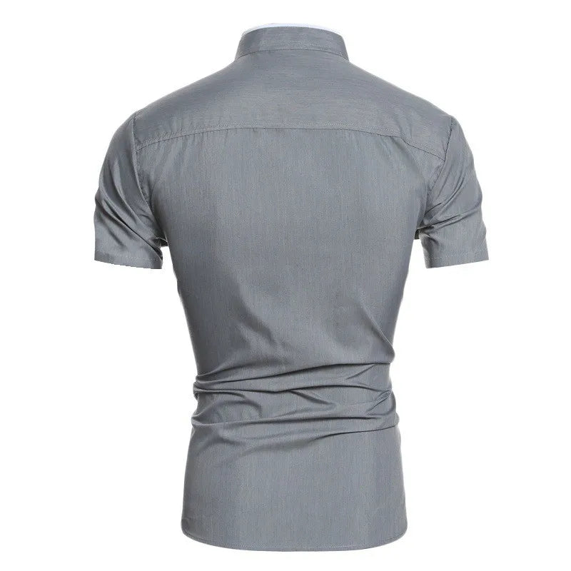 Camisa de hombre informal de manga corta en encaje de bolillos – ligera para verano y primavera