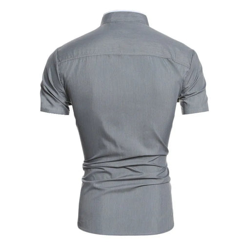 Camisa de hombre informal de manga corta en encaje de bolillos – ligera para verano y primavera