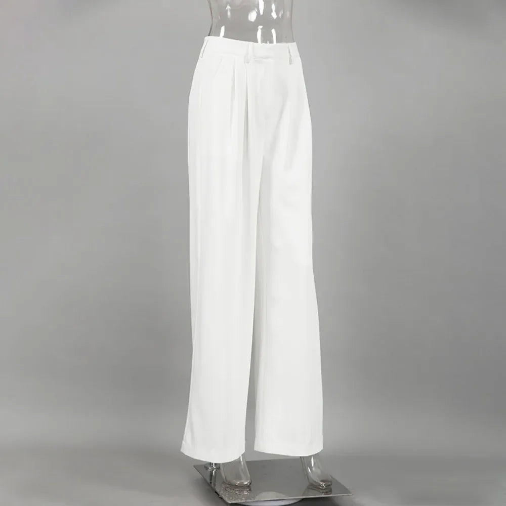 Pantalones anchos lisos sin cinturón