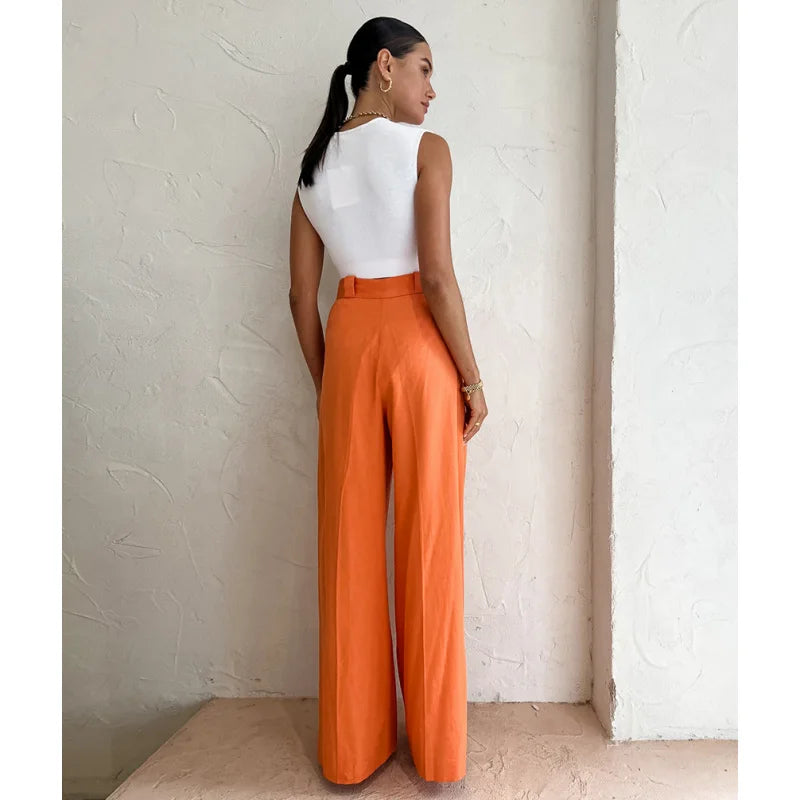 Pantalón Flare de Cintura Elástica con Bolsillos – Estilo Casual y Estilizador ✨