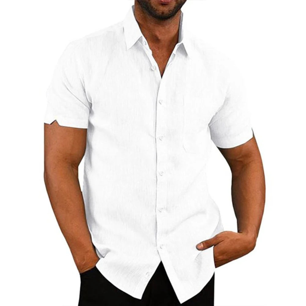 Camisa hombre cuello vuelto verano elegante