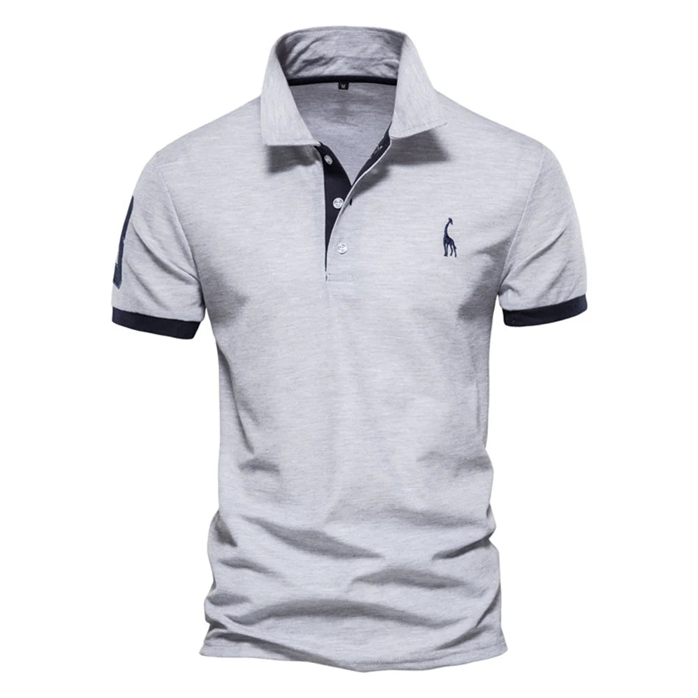 Polo de hombre manga corta bordado en contraste – estilo casual de verano antiencoje