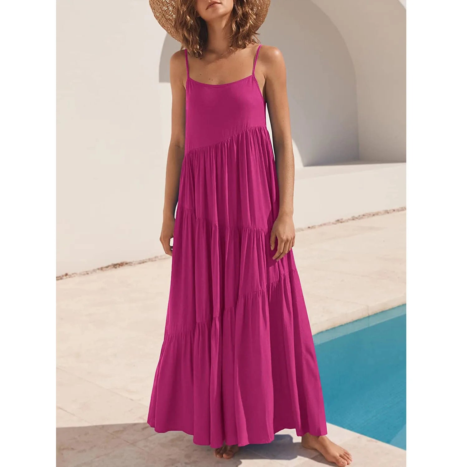 Vestido Largo de Lino con Corte A-Line