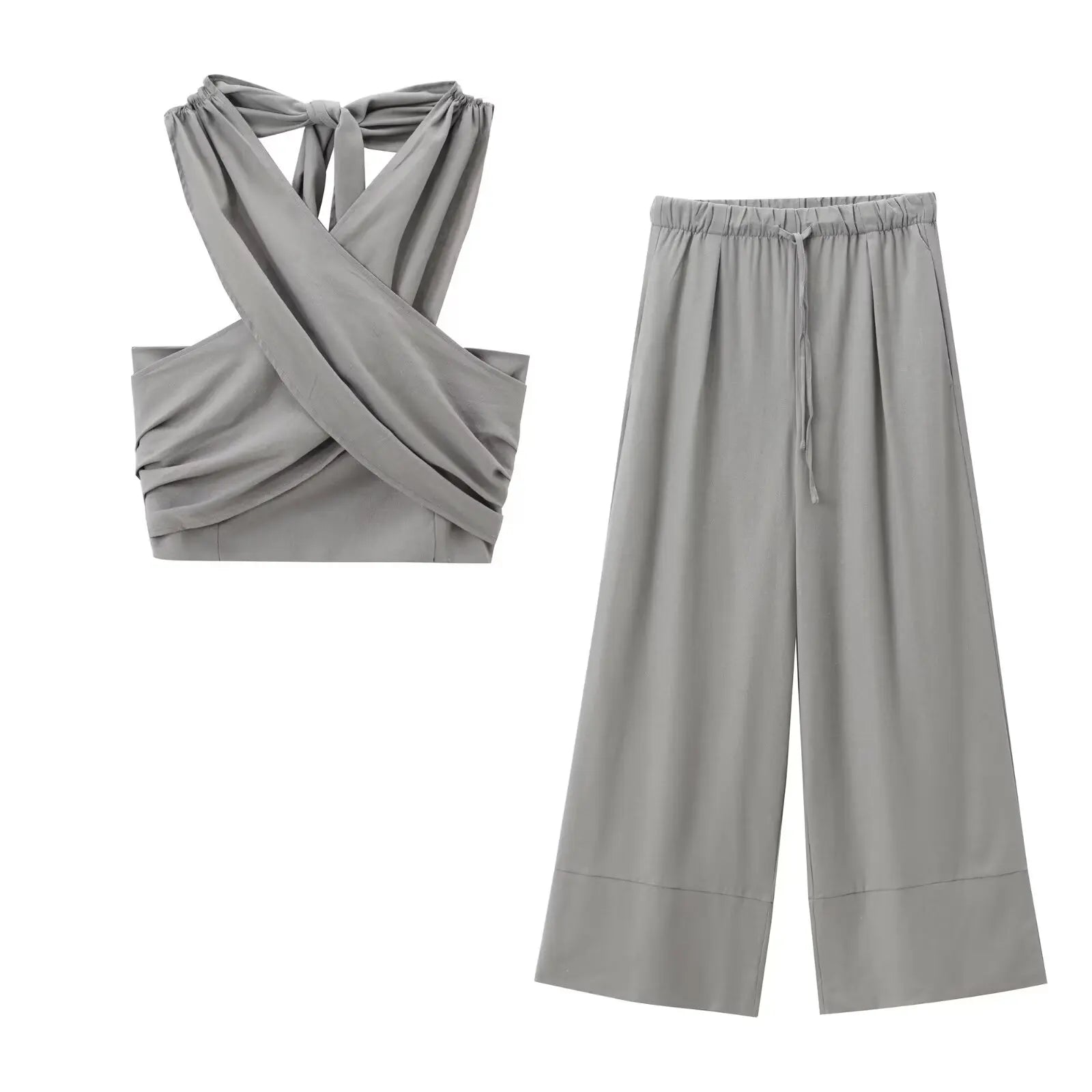 Camiseta sin mangas ajustada con escote halter cruzado de Cotton & Line