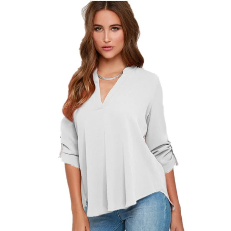 Blusa de Gasa Lisa para Mujer – Estilo Informal Ligero y Elegante