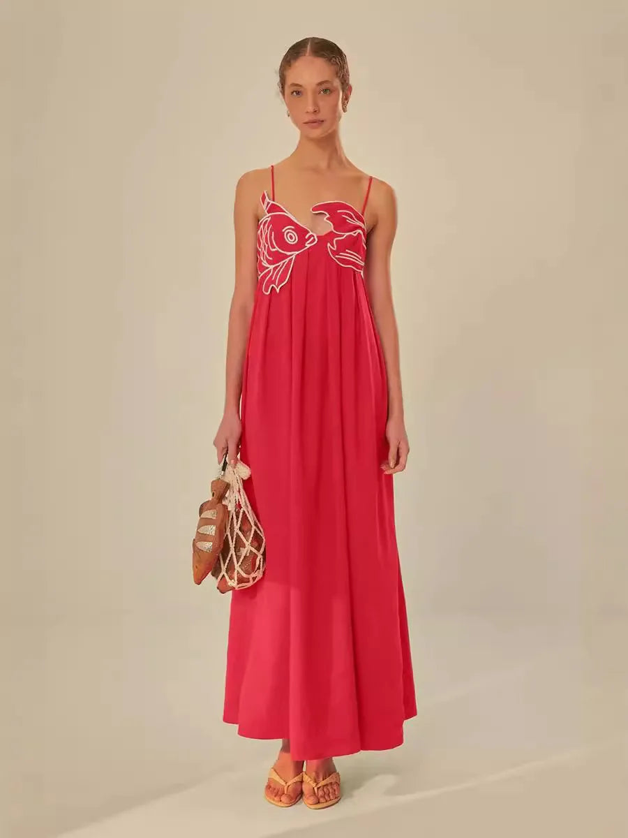 Vestido Largo Bordado Estilo Francés – Elegante, Fresco y Favorecedor de Verano ✨🌿