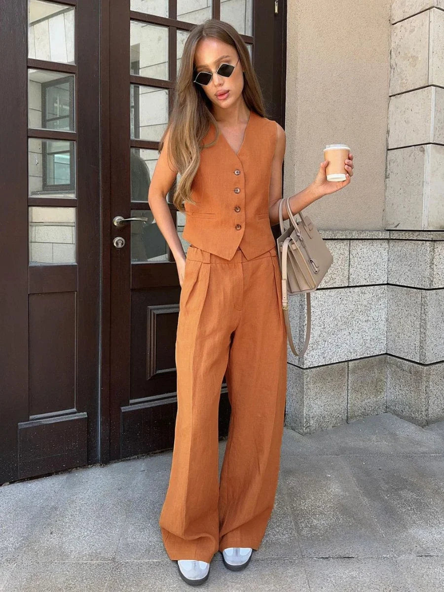 Conjunto Elegante 2 Piezas Wide Leg – Estilo Oficina Casual y Cómodo ✨