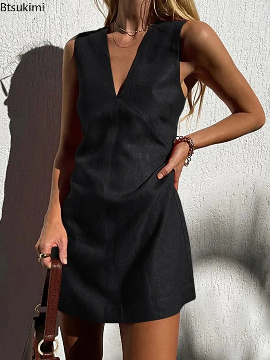 Vestido Corto algodón-lino – El Básico que Estiliza y Siempre Queda Bien ✨
