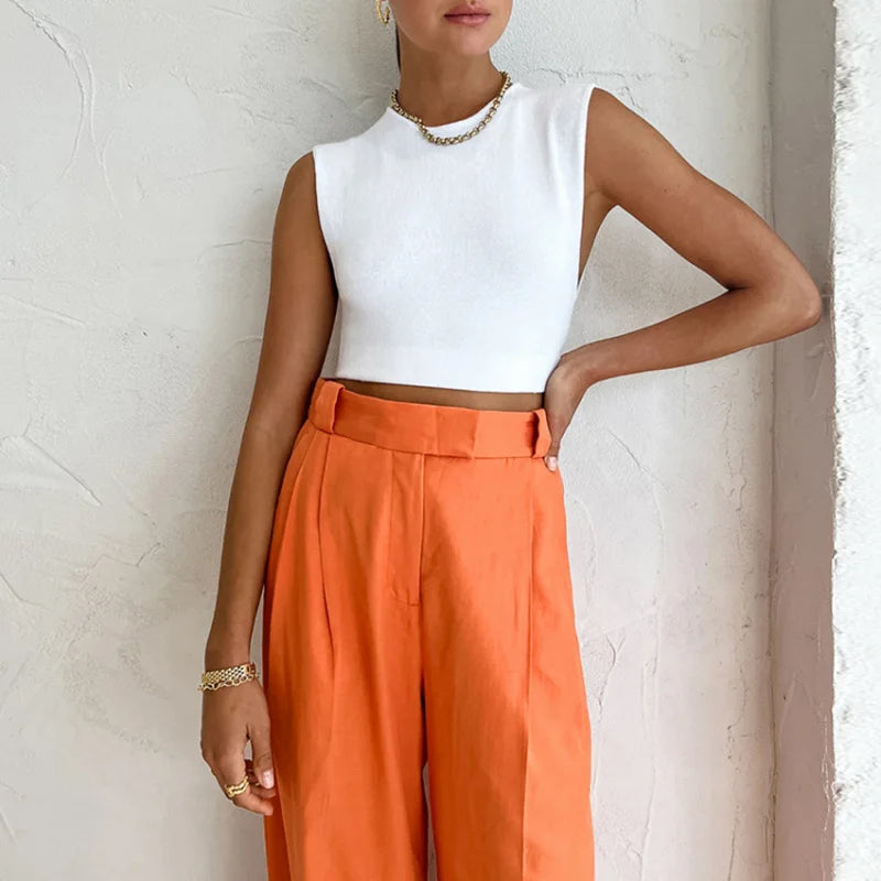Pantalón Flare de Cintura Elástica con Bolsillos – Estilo Casual y Estilizador ✨