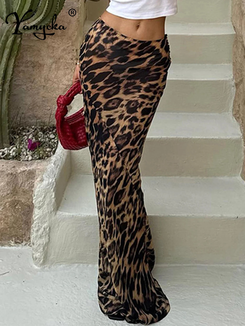 Falda larga Leopardo con Cremallera – Estilo Sexy y Elegante para Playa y Fiesta ✨🔥
