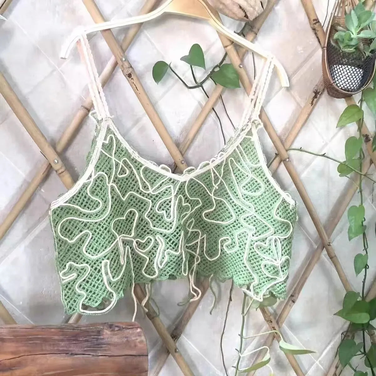 Top patchwork con borlas para mujer – estilo dulce y juvenil de encaje para verano