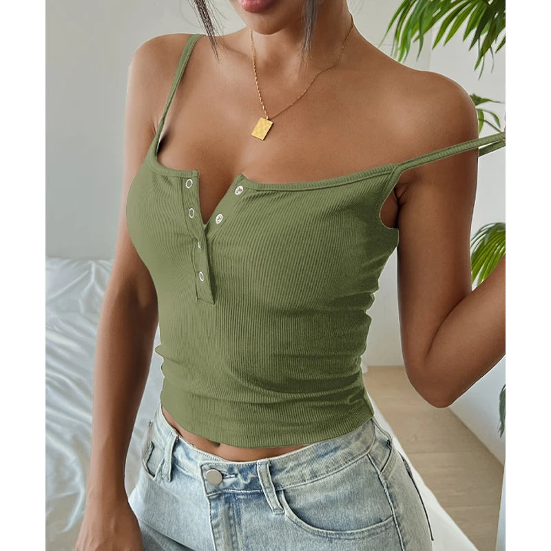 Camiseta de tirantes elástica para mujer – top casual cómodo y versátil para verano