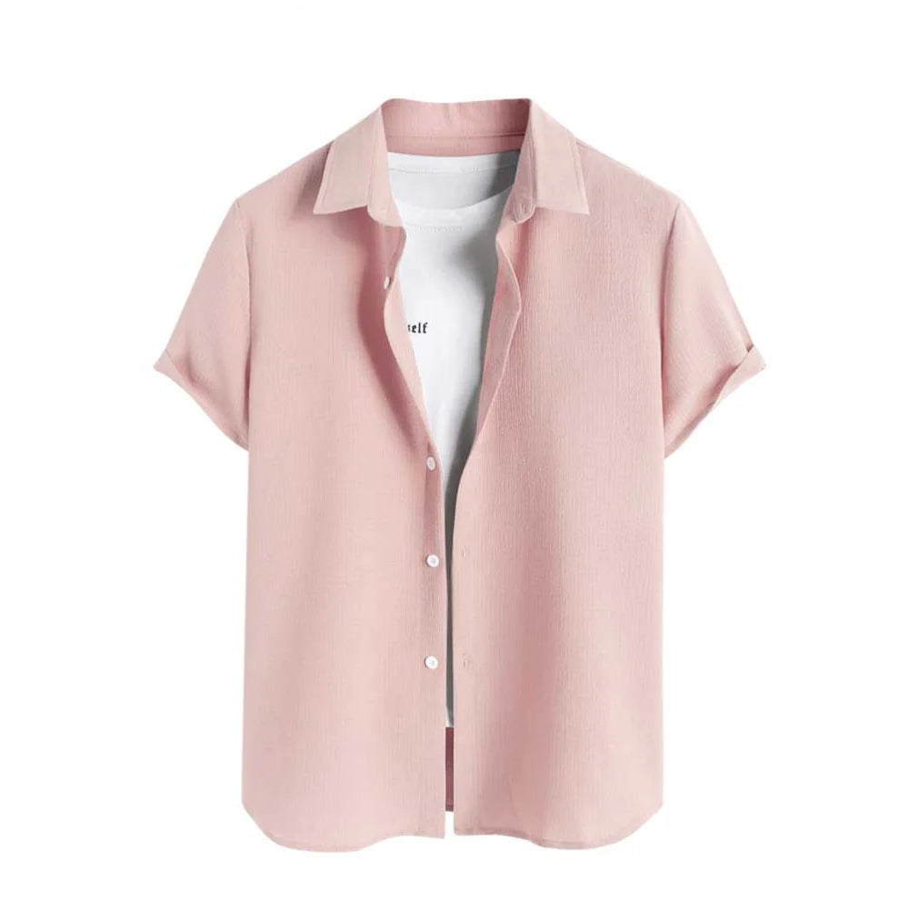 Camisa Informal de Hombre de Pana con Cuello Vuelto – Estilo Verano con Estampado