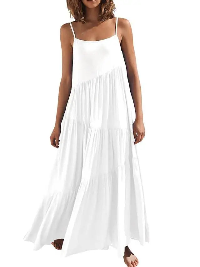 Vestido Largo de Lino con Corte A-Line