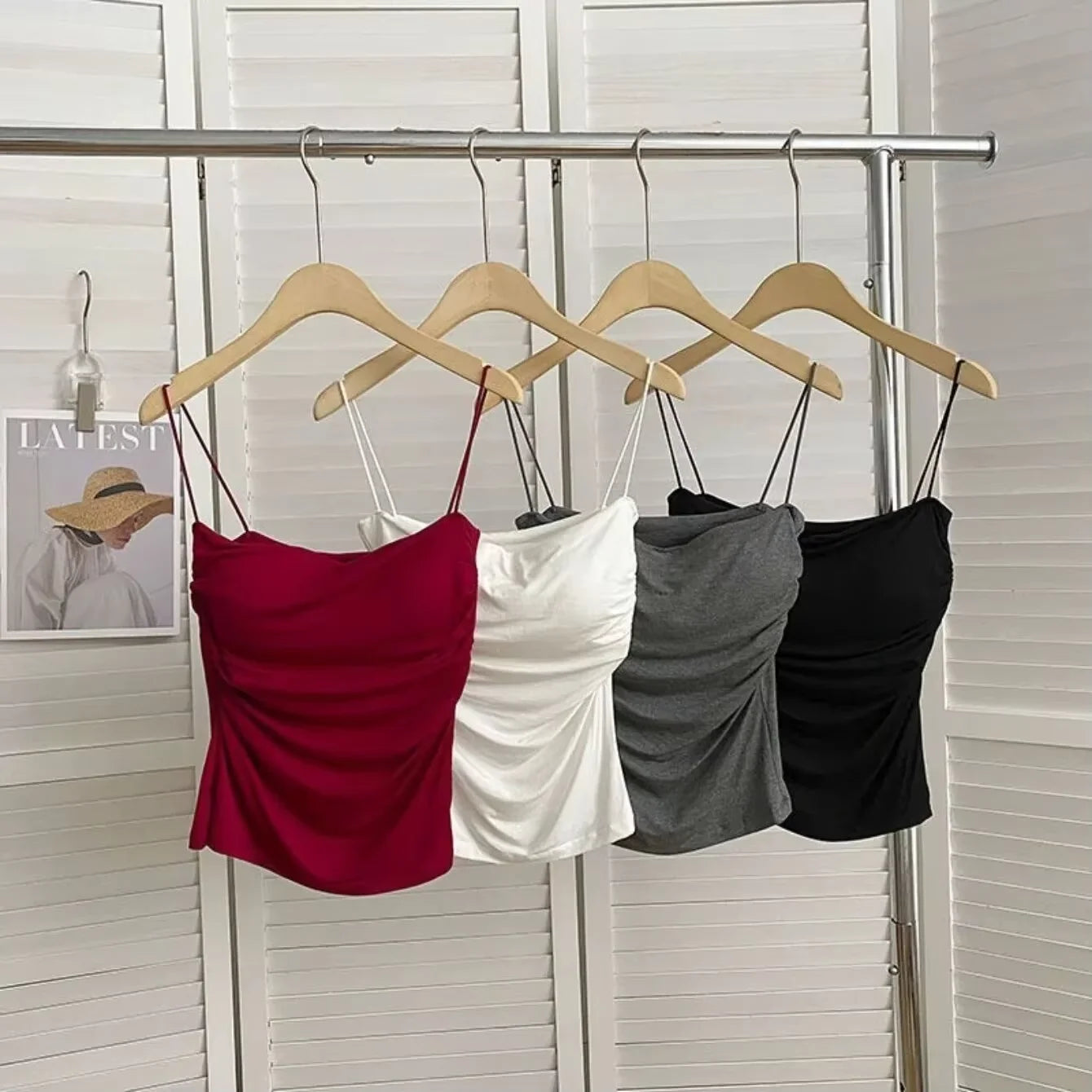 Top sin mangas elástico para mujer, estilo halter coreano, cómodo, veraniego, con sujetador incorporado.