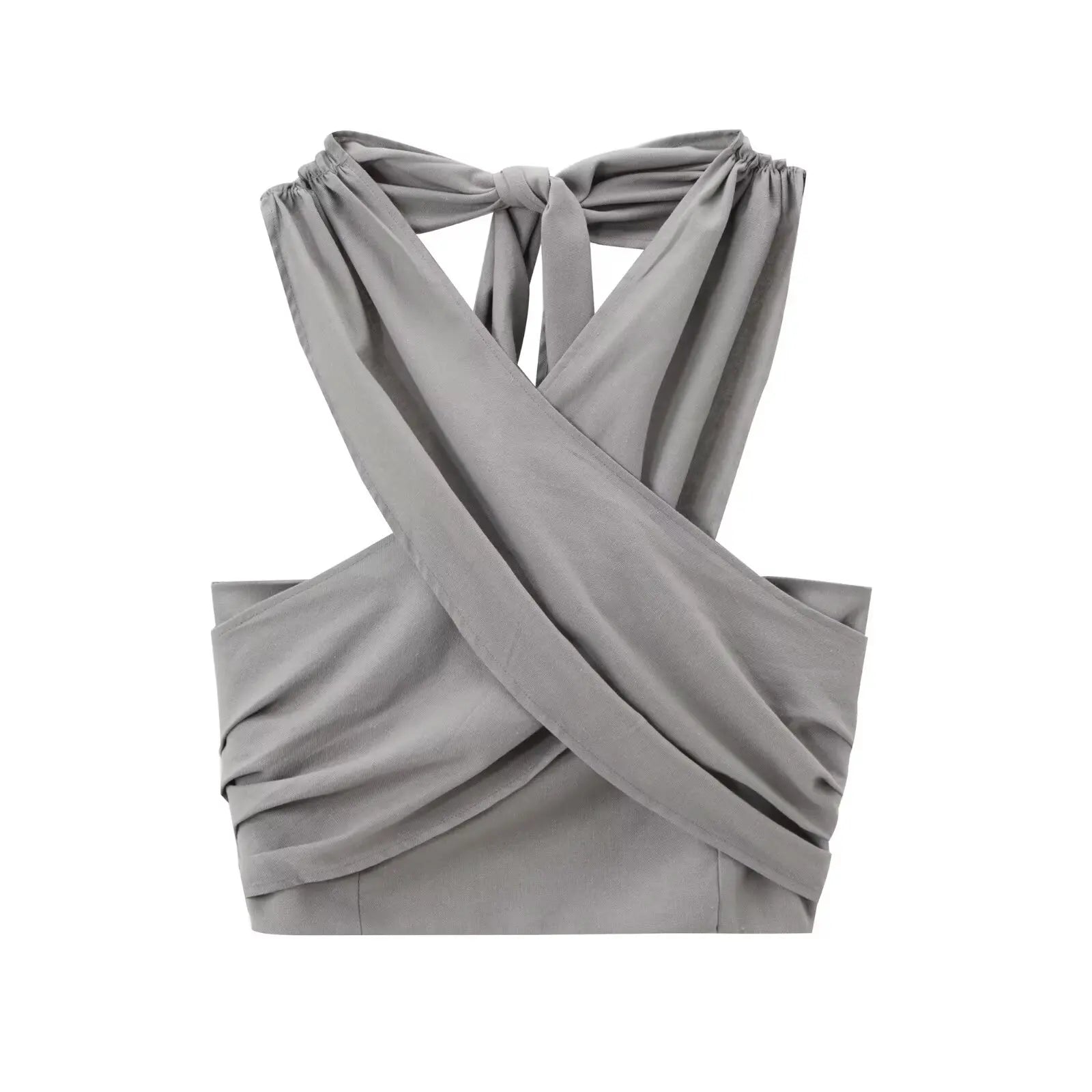 Camiseta sin mangas ajustada con escote halter cruzado de Cotton & Line